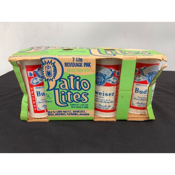 Budweiser 7 Lite Beverage Pak Patio Lites Covers Original Box NO CORD 70's - Picture 4 of 8